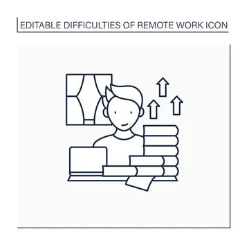 Remote work line icon Stock Illustration