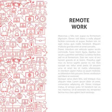 Remote Work Line Pattern Concept Stock Illustration