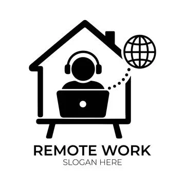 Remote Work Logo Design with Laptop and Globe Stock Illustration