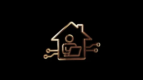 Remote work metal symbol loop rotating Stock Footage 337702604