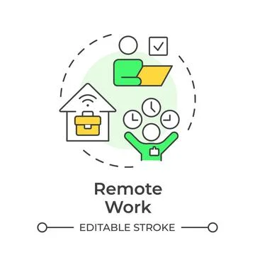 Remote work multi color concept icon Stock Illustration