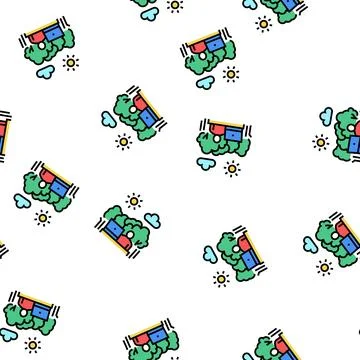 Remote work on nature vector seamless pattern Stock Illustration