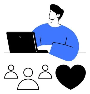 Remote work, online teamwork, digital collaboration, community building, tech Ilustración de archivo