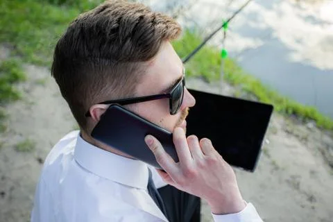 Remote work online. Work outside the office Foto stock