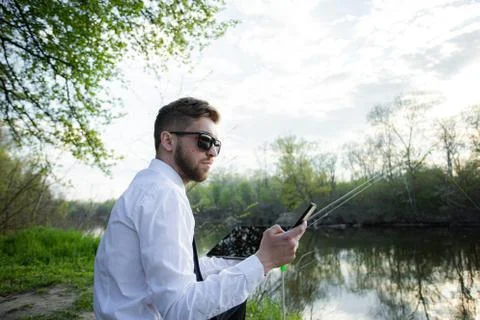 Remote work online. Work outside the office Stock Photos