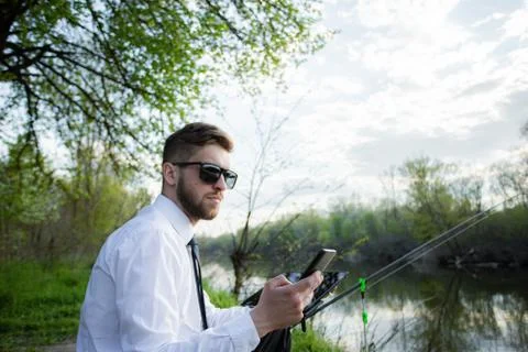 Remote work online. Work outside the office Stock Photos