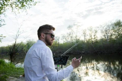 Remote work online. Work outside the office Stock Photos