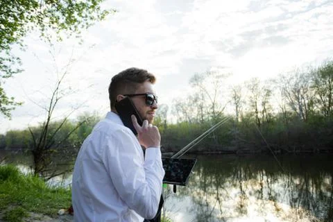 Remote work online. Work outside the office Foto stock