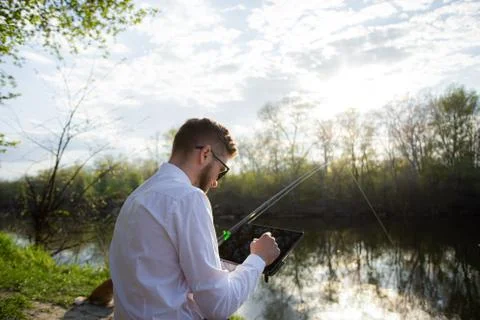 Remote work online. Work outside the office Foto stock