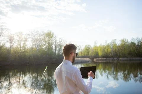 Remote work online. Work outside the office Foto stock
