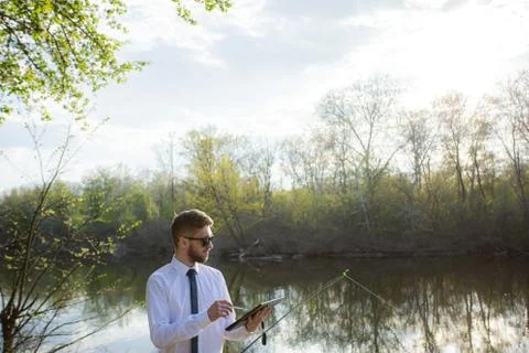 Remote work online. Work outside the office Foto stock