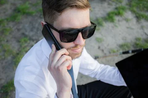 Remote work online. Work outside the office Stockfoto's
