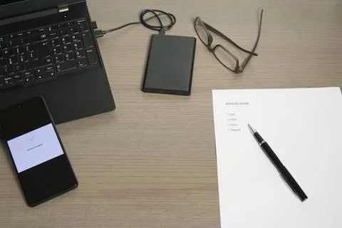 Remote Work Organization and Backup Concept Stock Photos