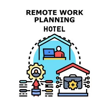 Remote work planning and hotel accommodation concept イラスト素材