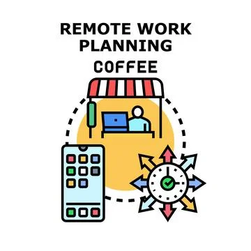 Remote work planning and task management concept Stock Illustration
