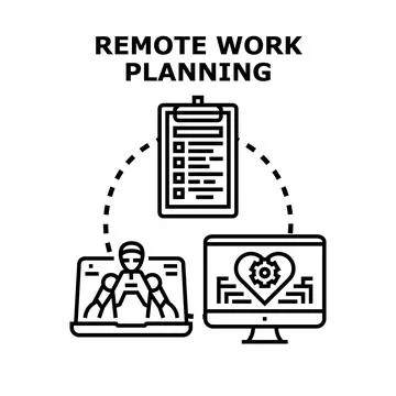 Remote work planning and team management concept イラスト素材
