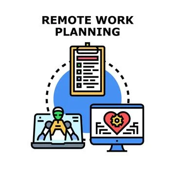 Remote work planning and team management concept イラスト素材