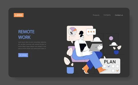 Remote Work planning. Vector illustration. 스톡 일러스트