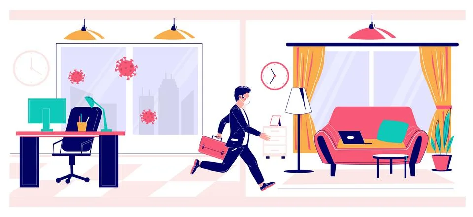 Remote work policy concept vector flat illustration Stock Illustration
