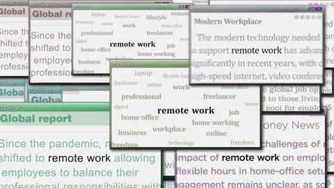 Remote work pop up windows seamless looped Stock Footage 328997567