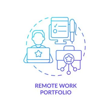 Remote work portfolio blue gradient concept icon Stock-Illustration