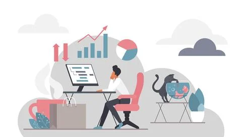 Remote Work Productivity in Cloud Environment Stock Illustration