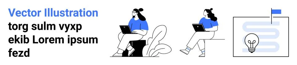 Remote work, productivity, technology, innovation, workflow design, teamwork. Illustrazione stock