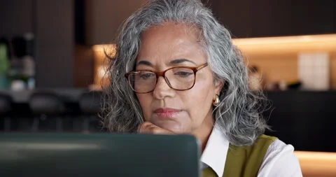 Remote work, research and woman with laptop in home, accountant or tax Stock Footage 345330708