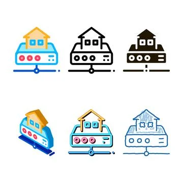 Remote work server simplified icon vector outline Stock Illustration