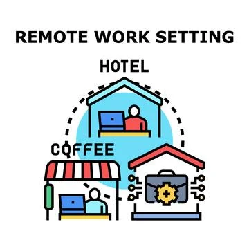 Remote work setting and distant management concept Stock Illustration