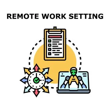 Remote work setting concept illustrating virtual collaboration Stock Illustration