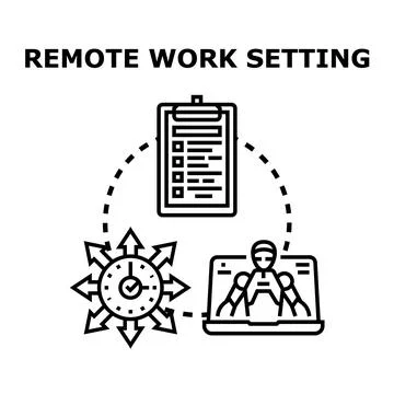 Remote work setting concept illustrating virtual collaboration 스톡 일러스트