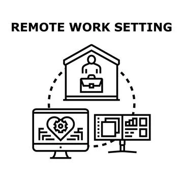 Remote work setting concept illustration for distant employment Stock Illustration