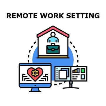 Remote work setting concept illustration for distant employment Stock Illustration