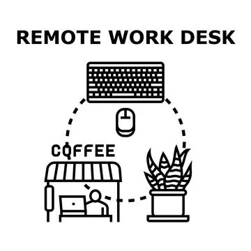 Remote work setup concept symbolizing flexible desktop activity Stock Illustration