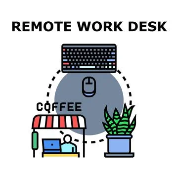 Remote work setup concept symbolizing flexible desktop activity Stock Illustration