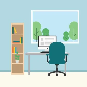 Remote Work Setup In Cozy Room Stockillustratie