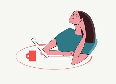 Remote work, social networking, cv, exam preparation, homework Illustrazione stock
