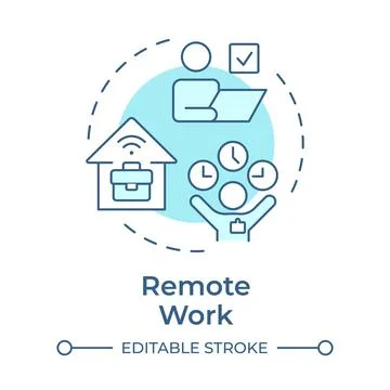 Remote work soft blue concept icon Stock Illustration