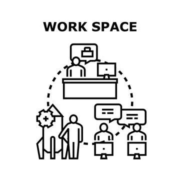 Remote work space organizing business collaboration process Stock Illustration