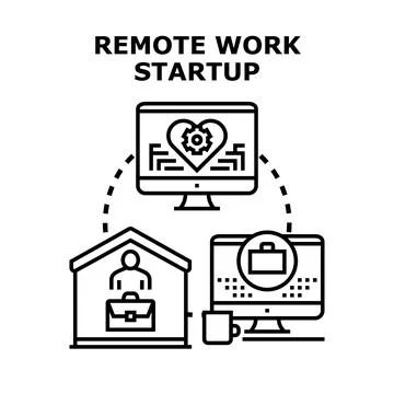 Remote work startup business concept illustration イラスト素材