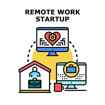 Remote work startup business concept illustration Stock Illustration