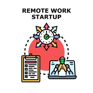Remote work startup concept managing flexible time and digital tasks Stock Illustration