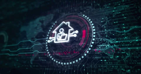 Remote work symbol loop digital concept Stock Footage 337406107