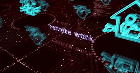 Remote work symbols loop cyber concept Stock Footage 337406092