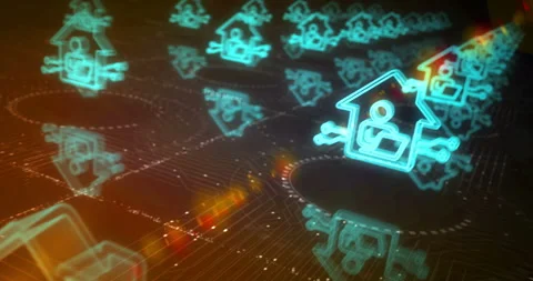 Remote work symbols loop cyber concept Stock Footage 337406481