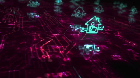 Remote work symbols loop cyber concept Stock Footage 337538237