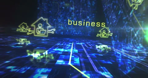 Remote work symbols loop cyber concept Stock Footage 337703093