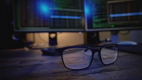 Remote work in the tech industry. Software development, digital processing. Stock Footage 313402211