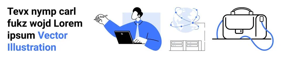 Remote work, technology, innovation, digital devices, education, workspace se Stock Illustration